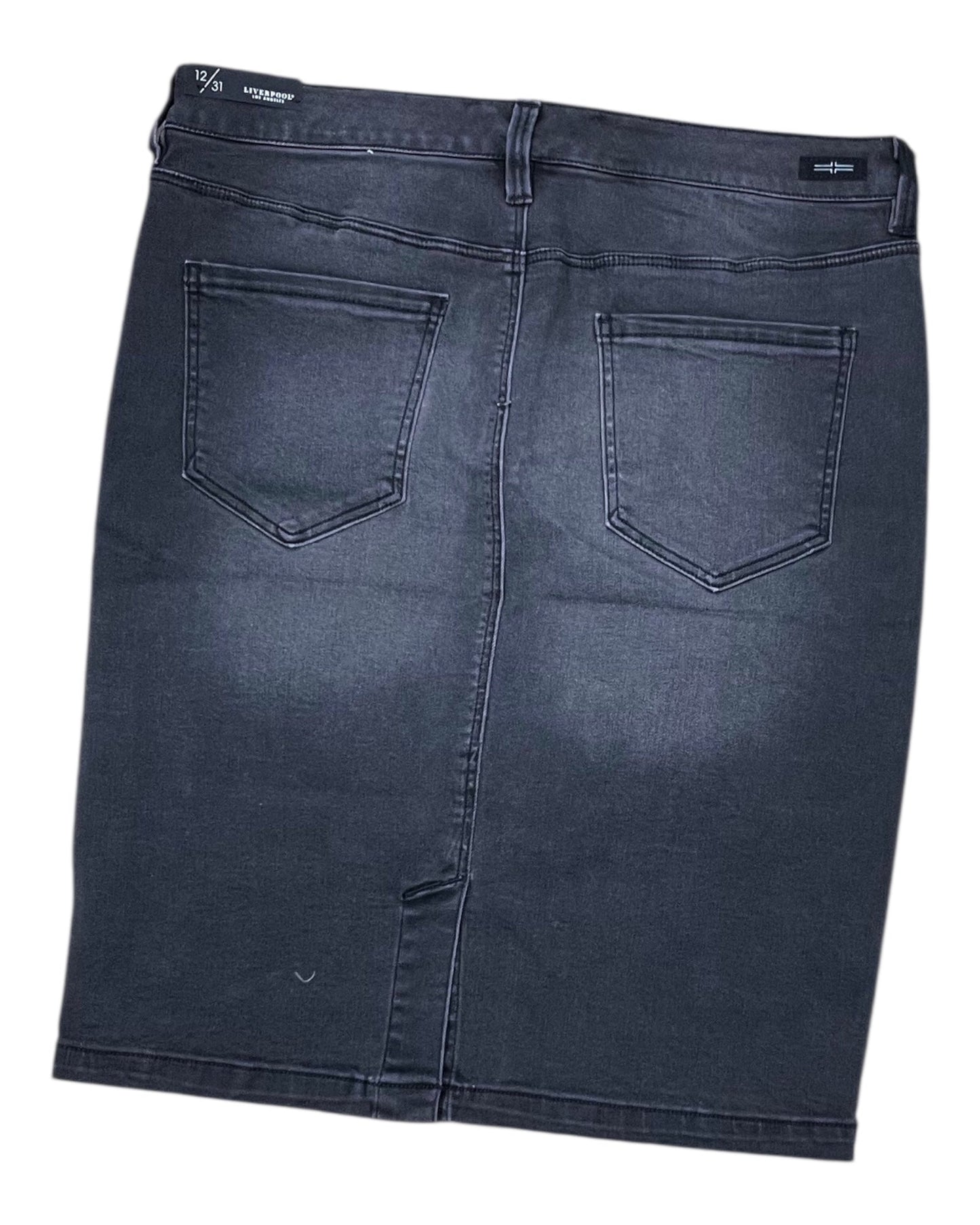 Skirt Mini & Short By Liverpool In Black Denim, Size:L