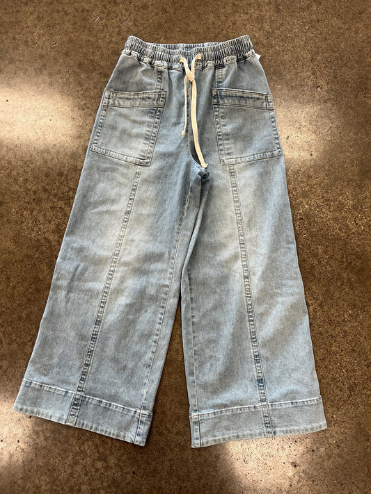 Jeans Wide Leg By Mittoshop In Blue Denim, Size:M
