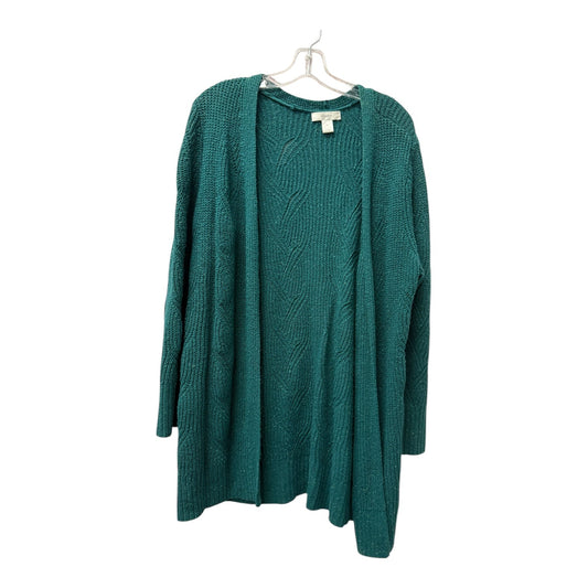 Sweater Cardigan By Cj Banks In Green, Size:1X