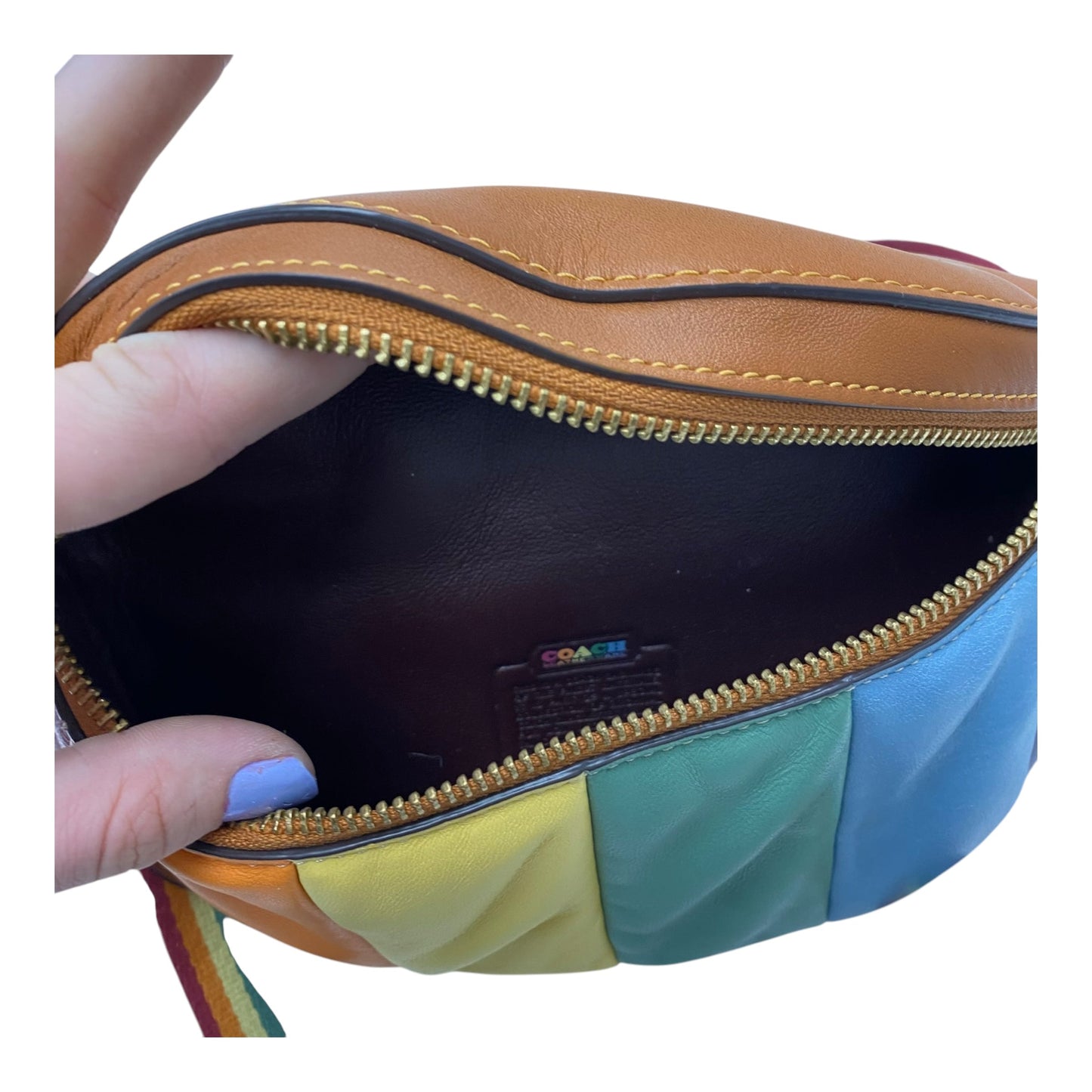 Belt Bag Designer By Coach In Rainbow Print, Size:Small