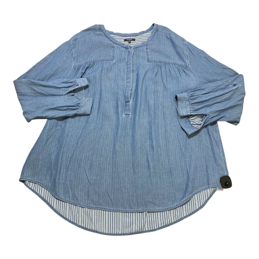 Top Ls By Not Your Daughters Jeans In Blue Denim, Size:3X