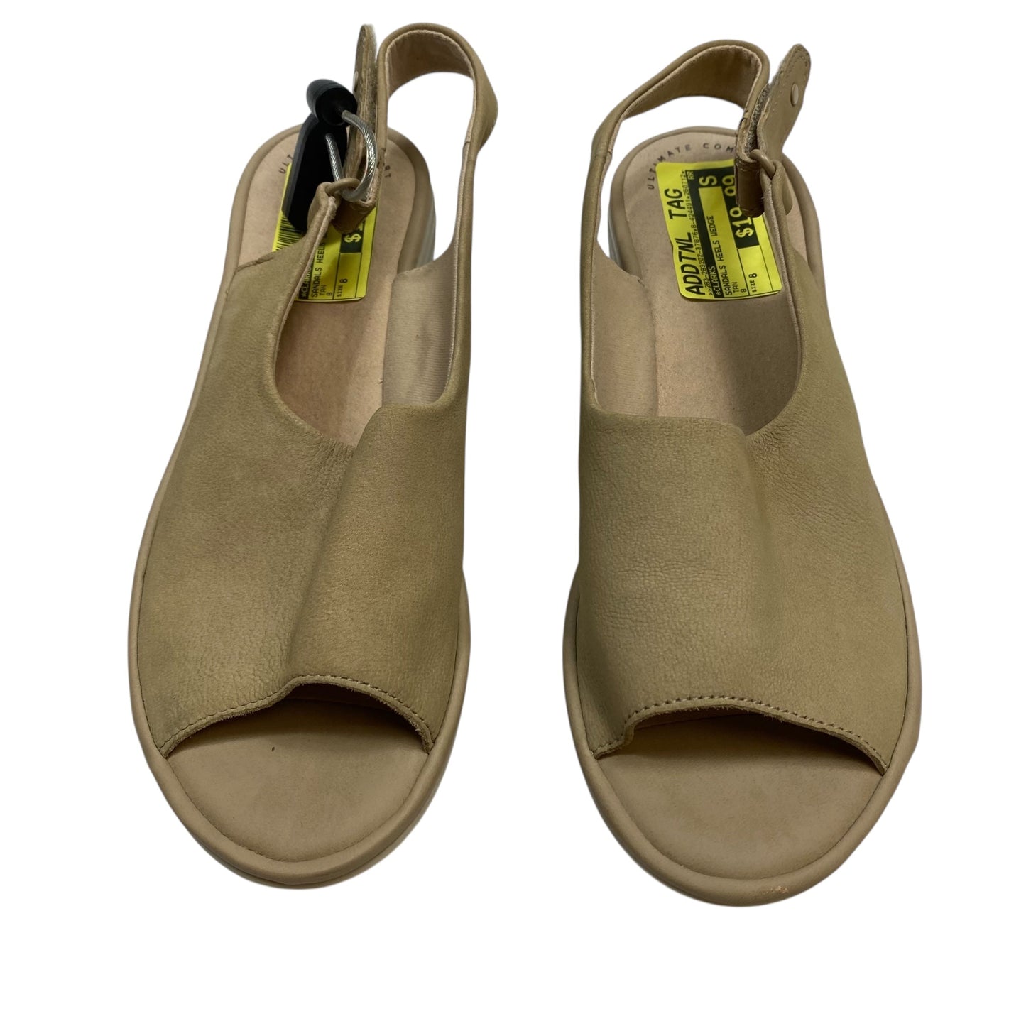 Sandals Heels Wedge By Clarks In Tan, Size:8