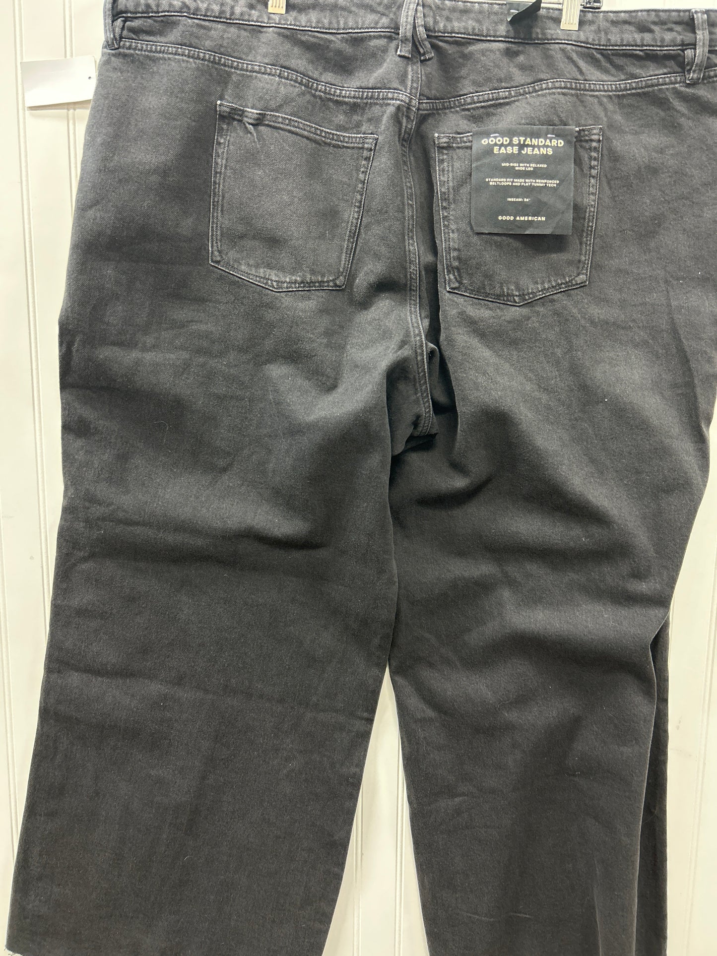 Jeans Wide Leg By Good American In Black Denim, Size:22