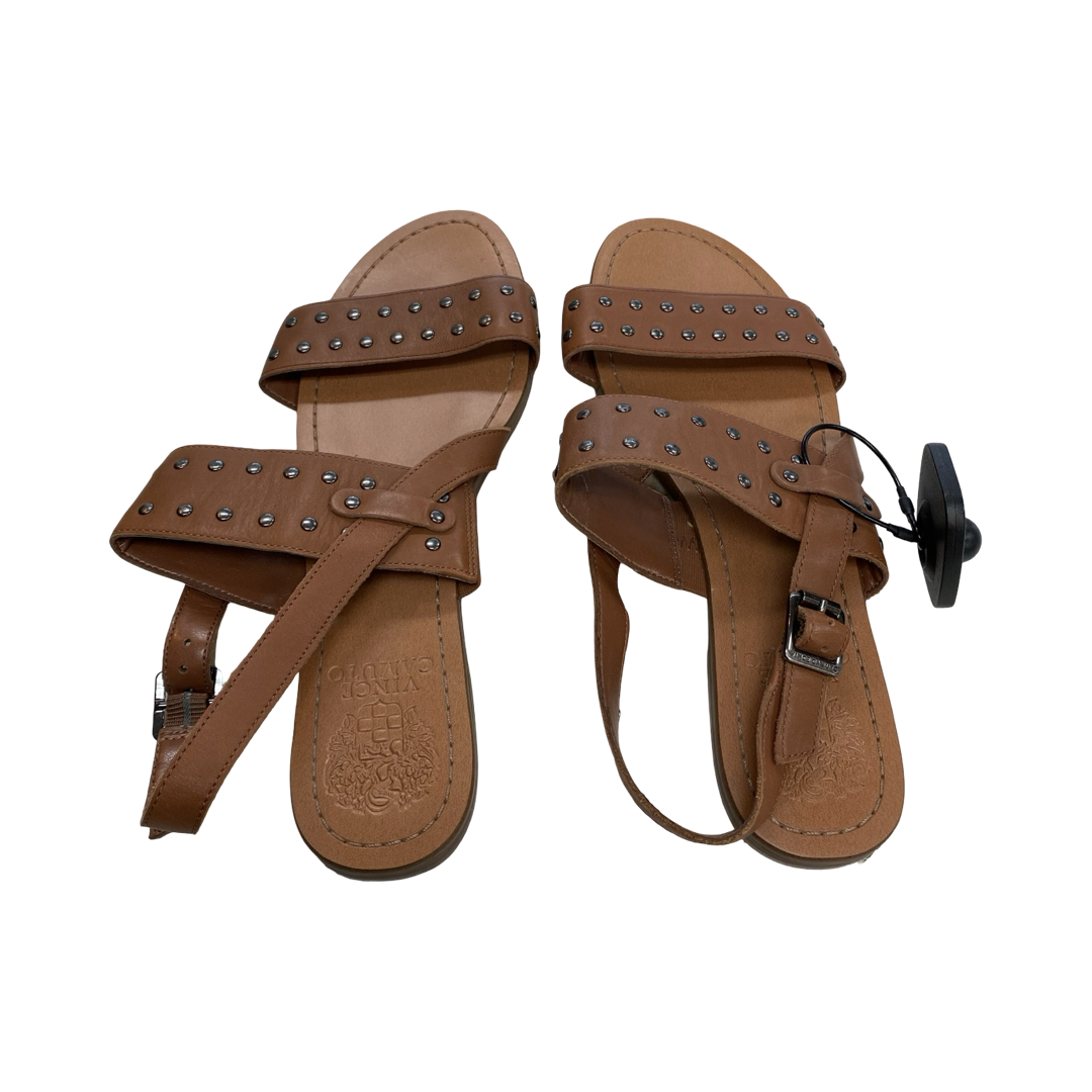 Sandals Flats By Vince Camuto In Brown, Size:8