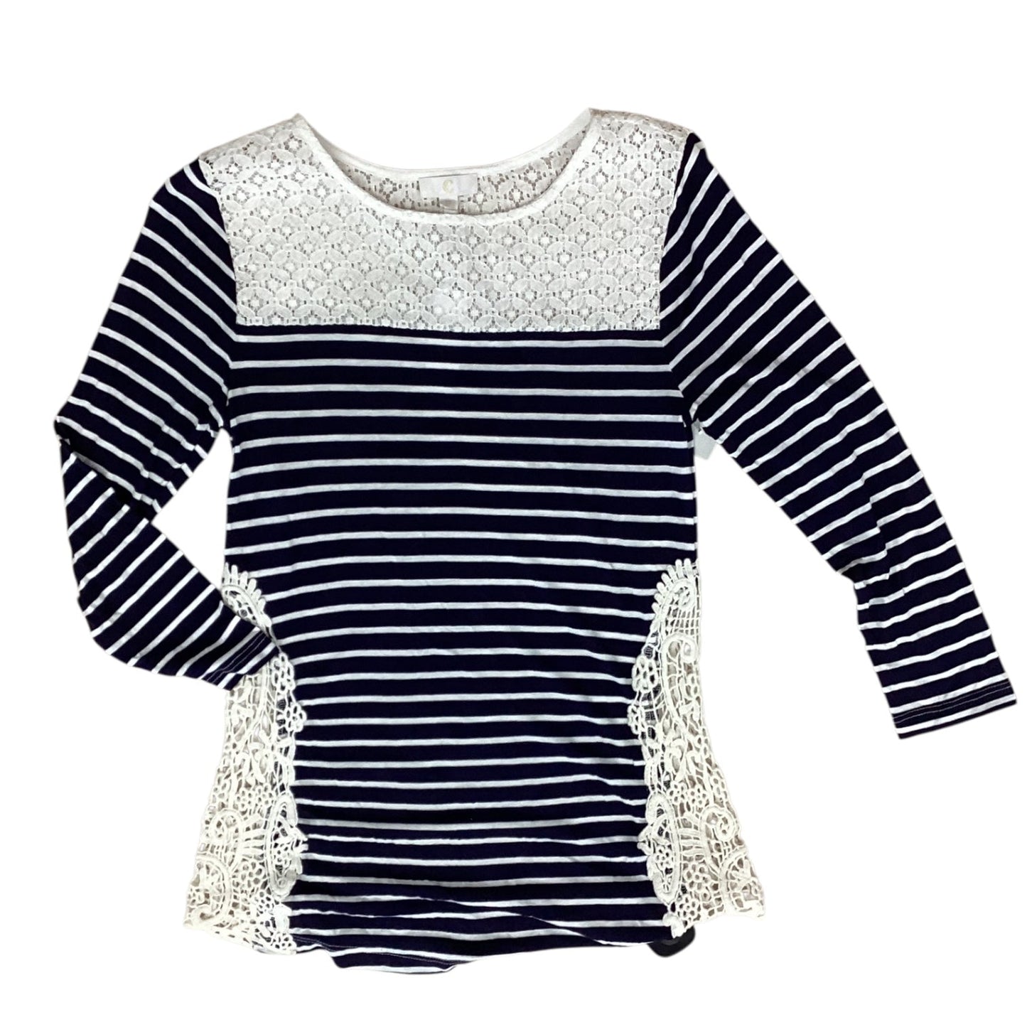 Top 3/4 Sleeve By Charming Charlie In Blue & Cream, Size:S