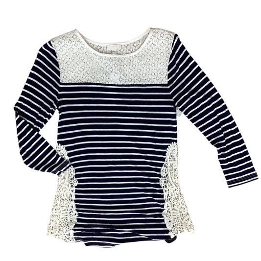 Top 3/4 Sleeve By Charming Charlie In Blue & Cream, Size:S