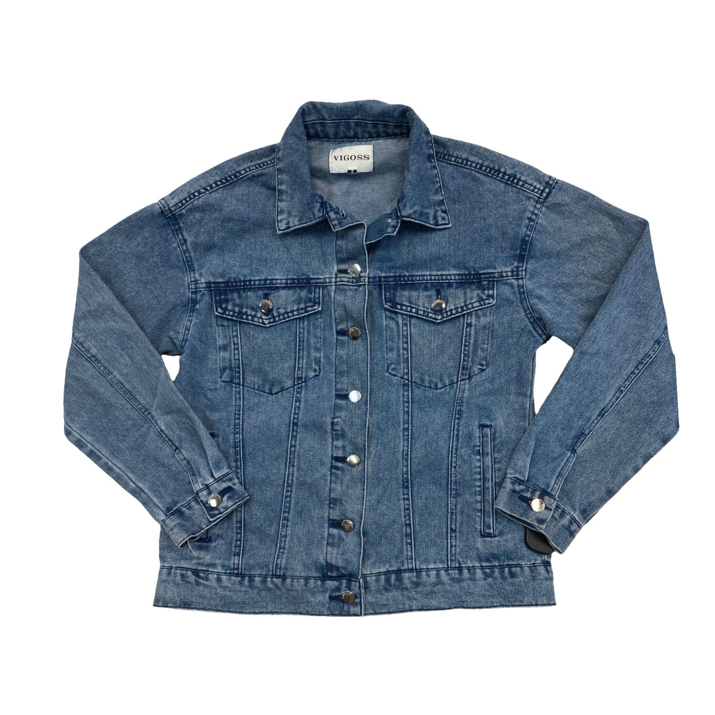 Jacket Denim By Vigoss In Blue Denim, Size:S