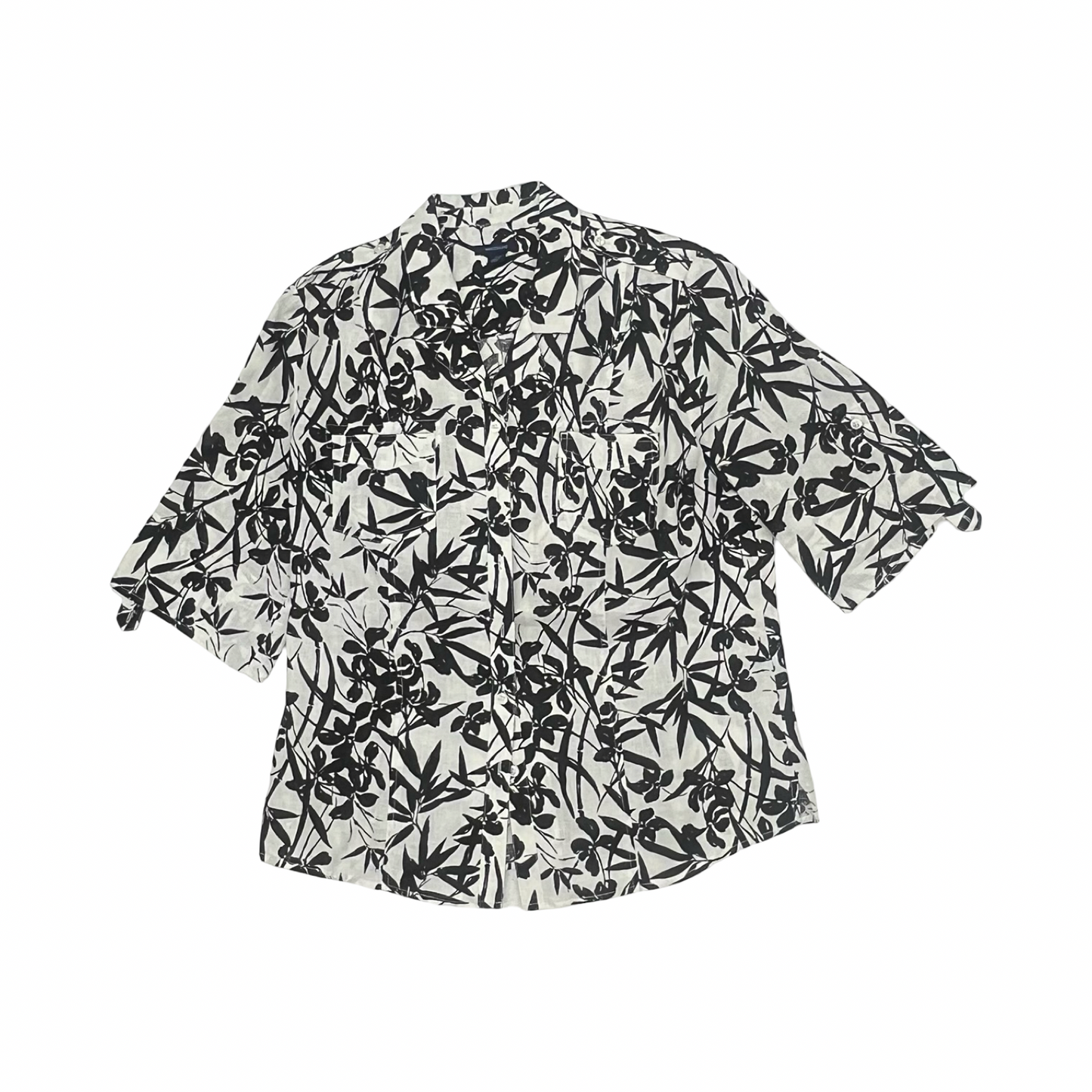 Blouse Ss By West Bound In Black & White, Size:Xl