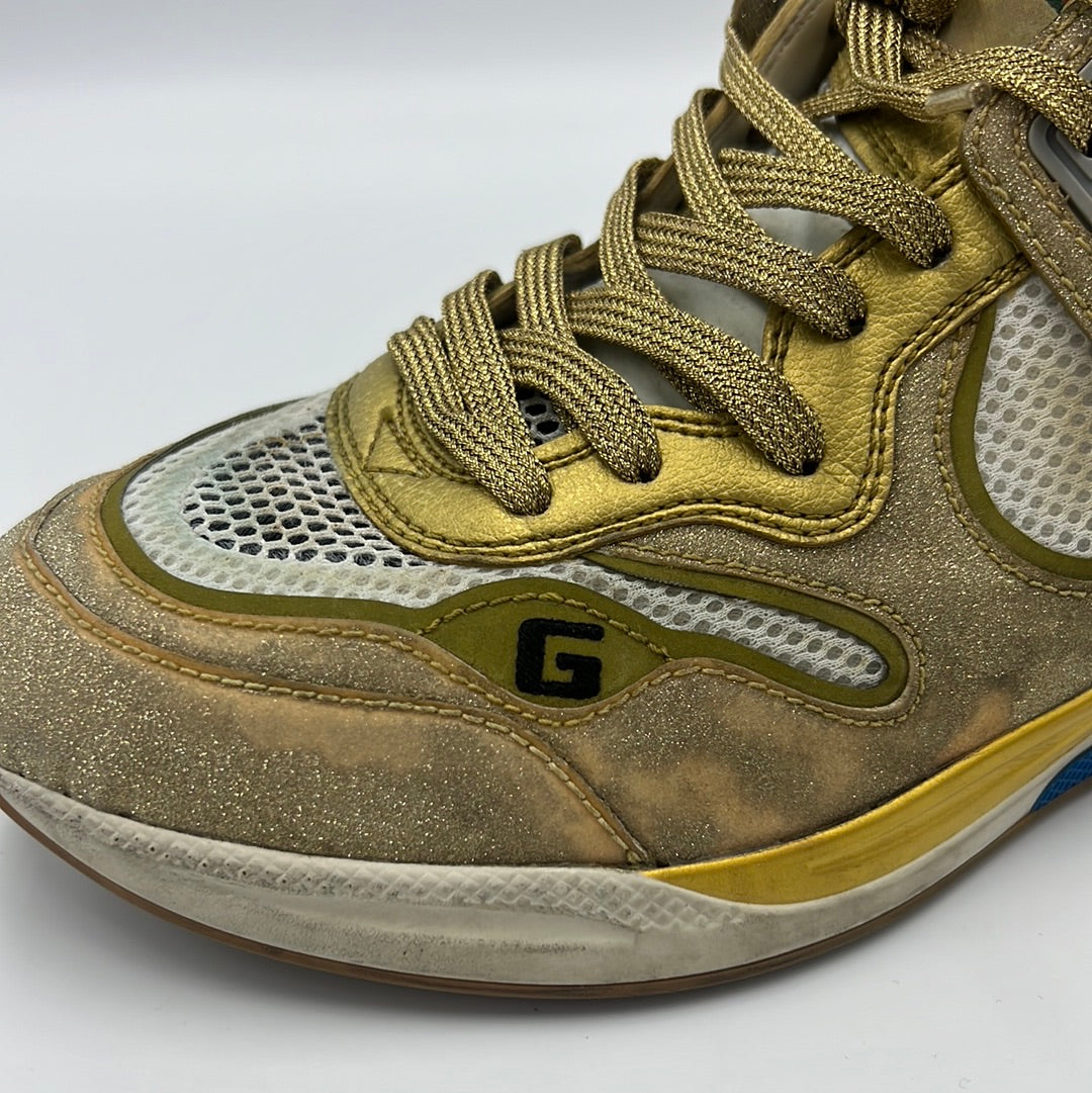 Gucci Gold Ultrapace Designer Sneaker  Sz. 8 (38)