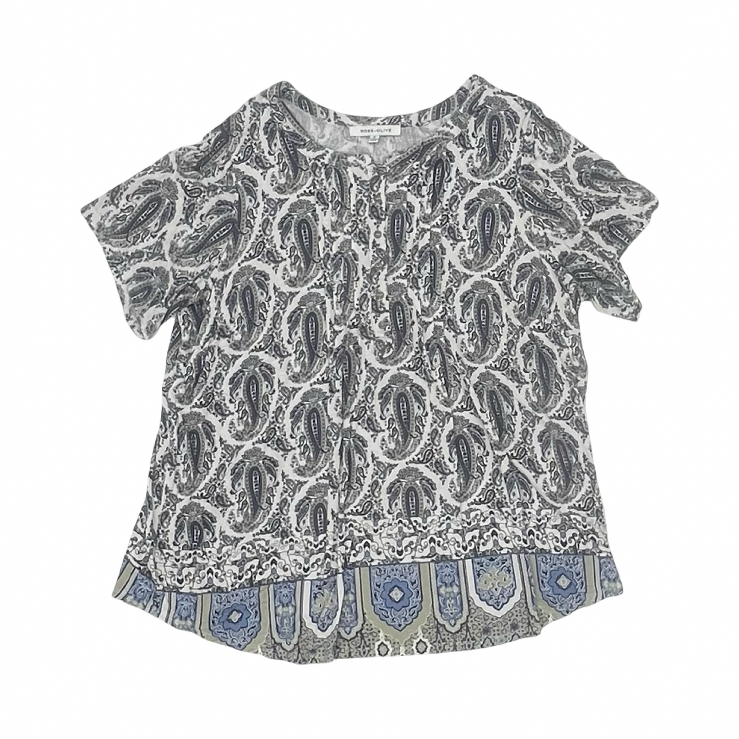 Blouse Ss By Rose And Olive In Blue & White, Size:1X