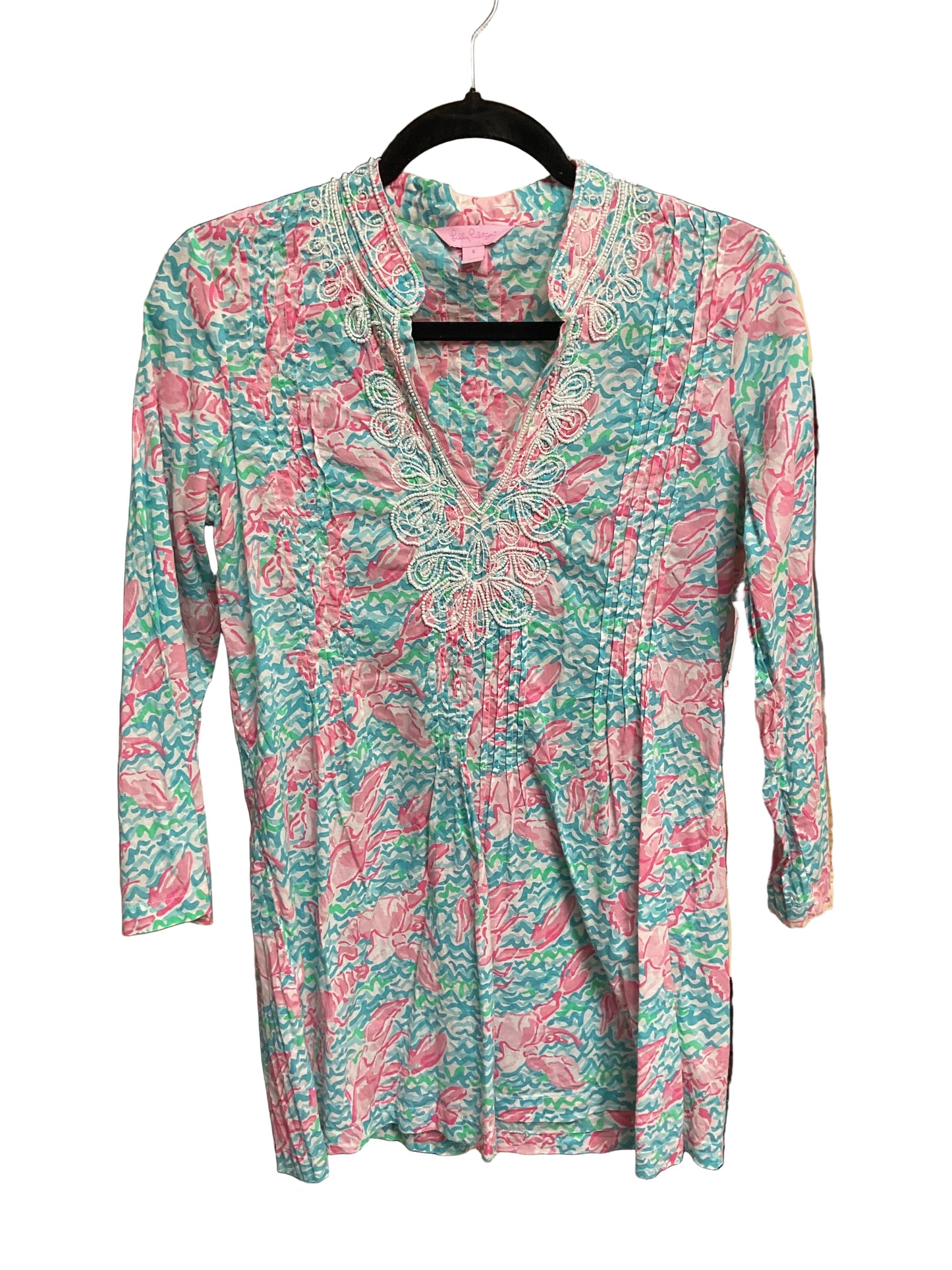 Tunic Designer By Lilly Pulitzer In Blue & Pink, Size:S