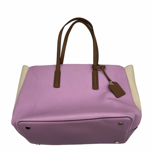 Handbag Designer By Kate Spade In Cream & Purple, Size:Large