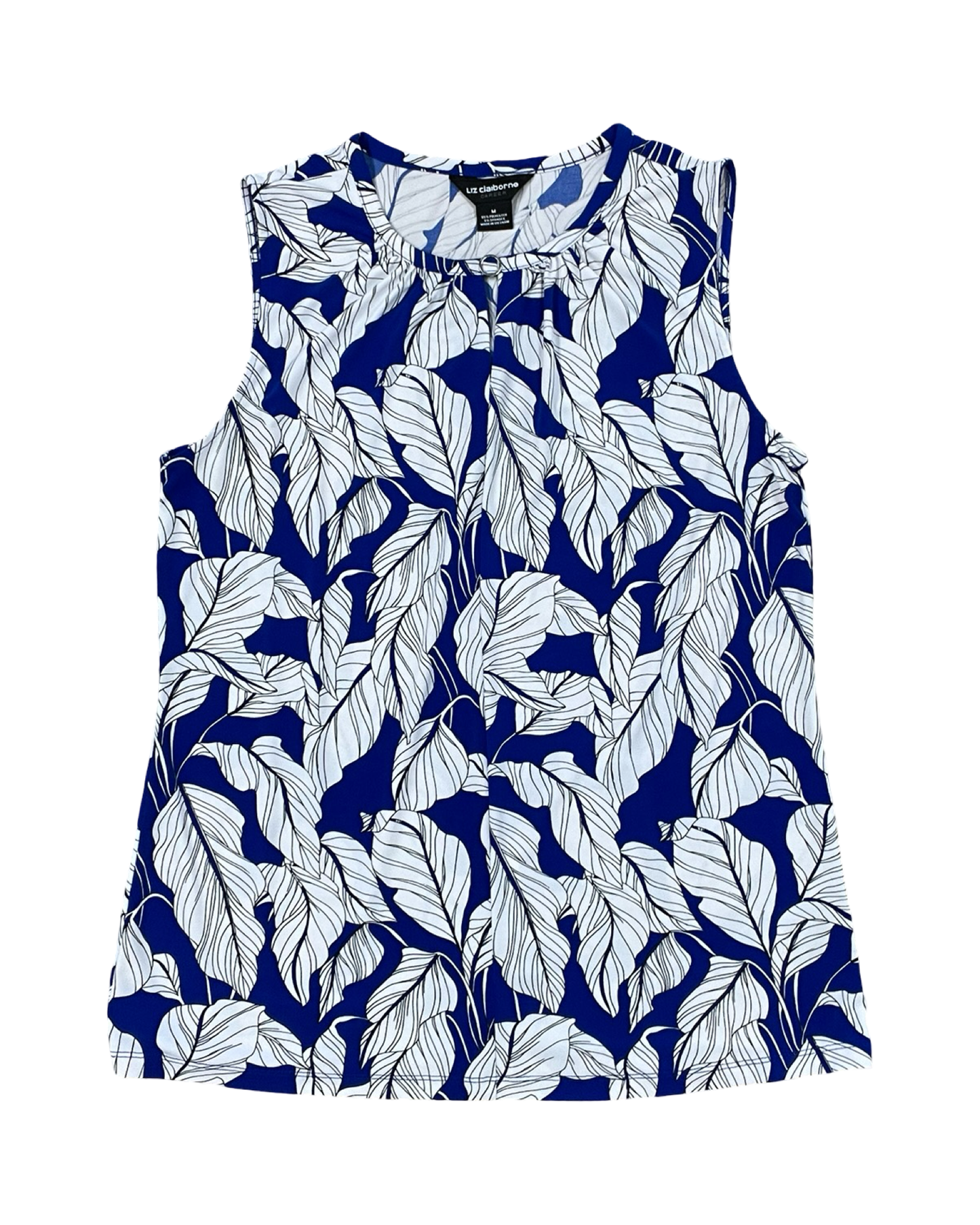 Top Sleeveless By Liz Claiborne In Blue & White, Size:M