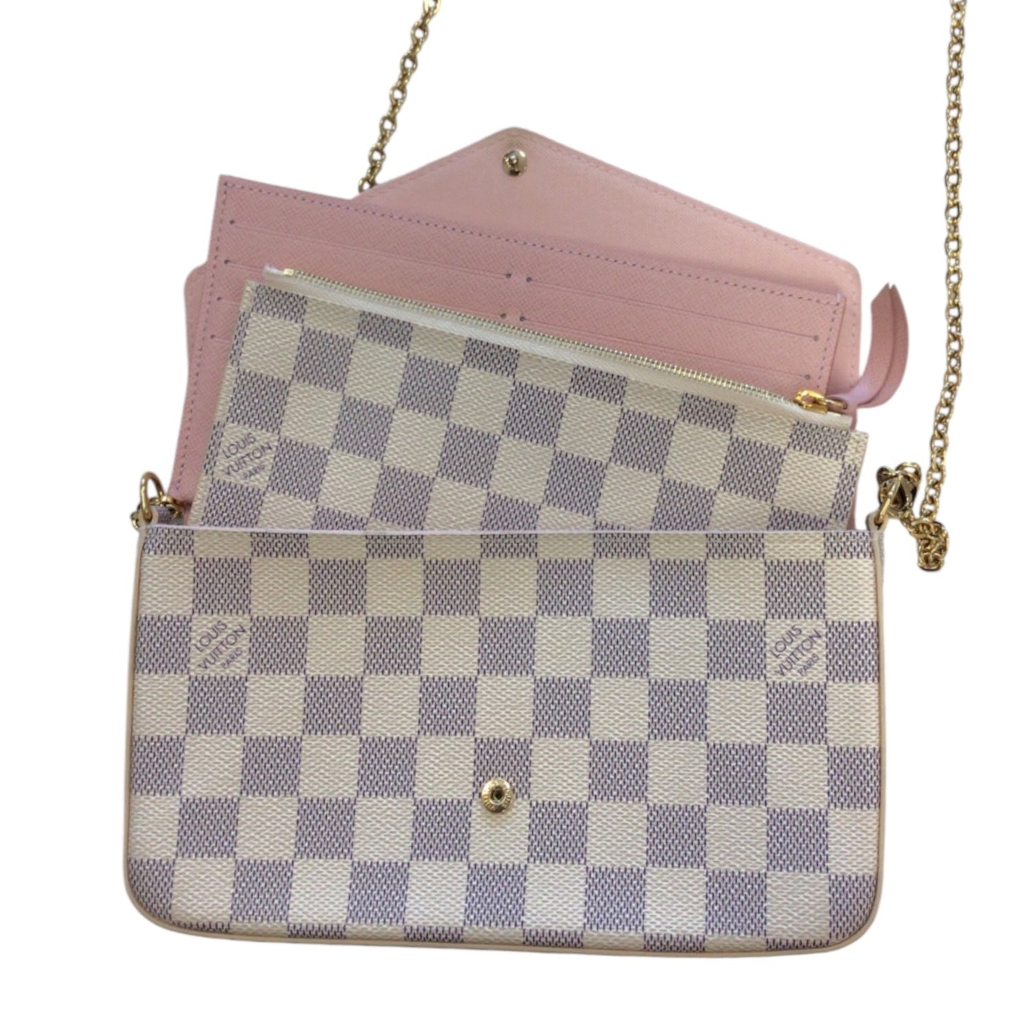 Pochette Félicie In Damier Azur Canvas Luxury Designer By Louis Vuitton, Size: Small