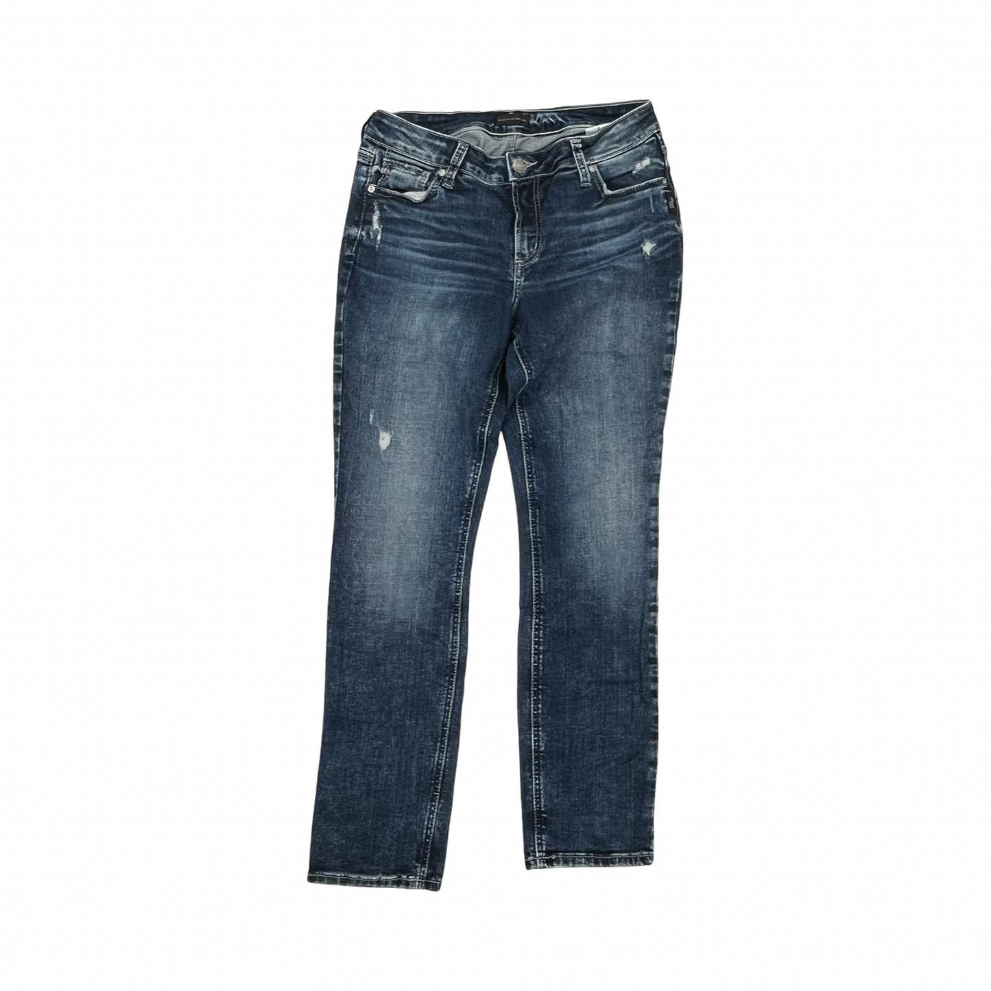 Jeans Straight By Silver In Blue Denim, Size:8