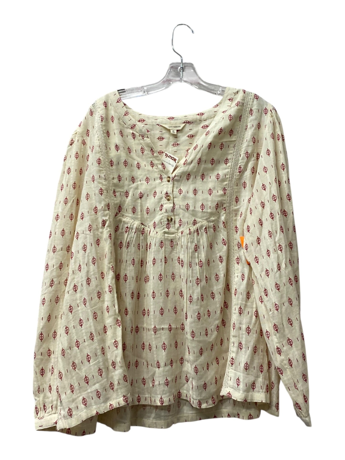 Top Ls By Lucky Brand In Cream & Red, Size:Xl