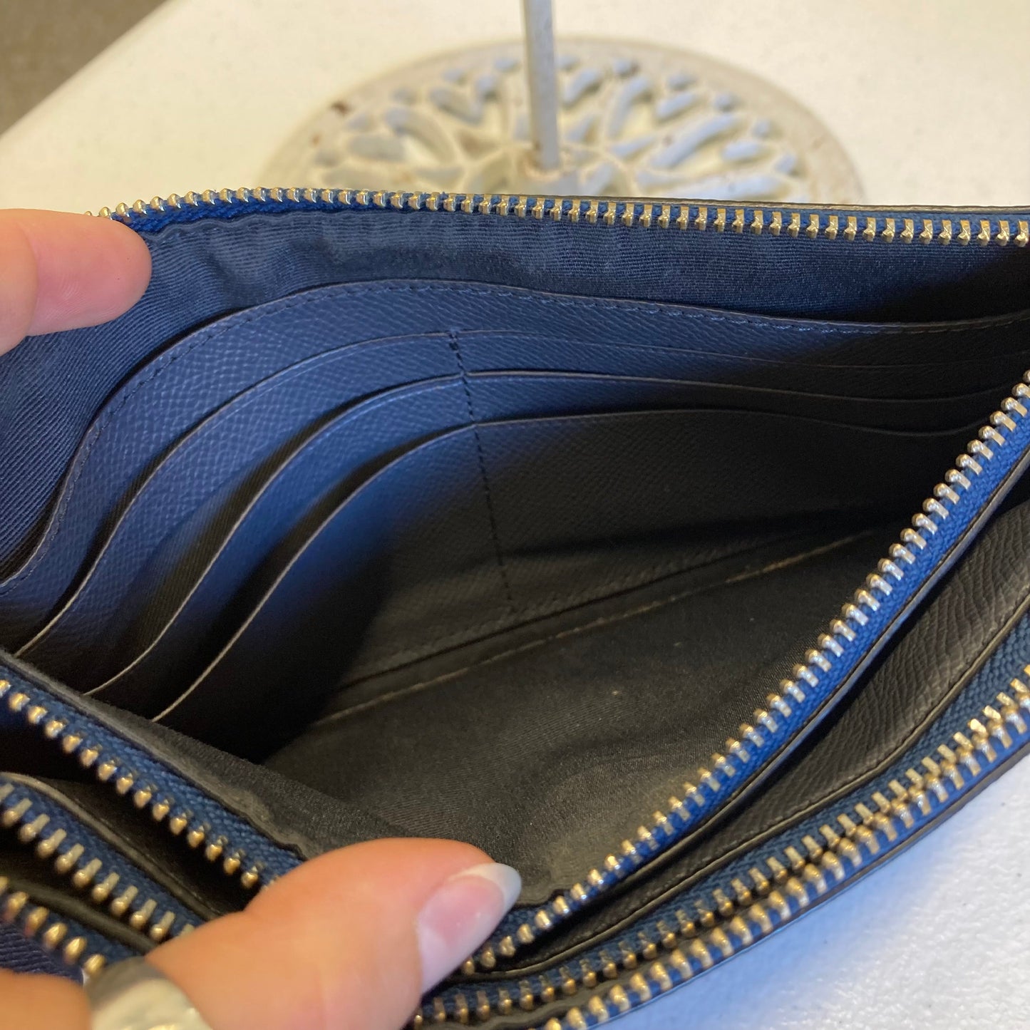 Wristlet Designer By Coach In Blue, Size:Medium