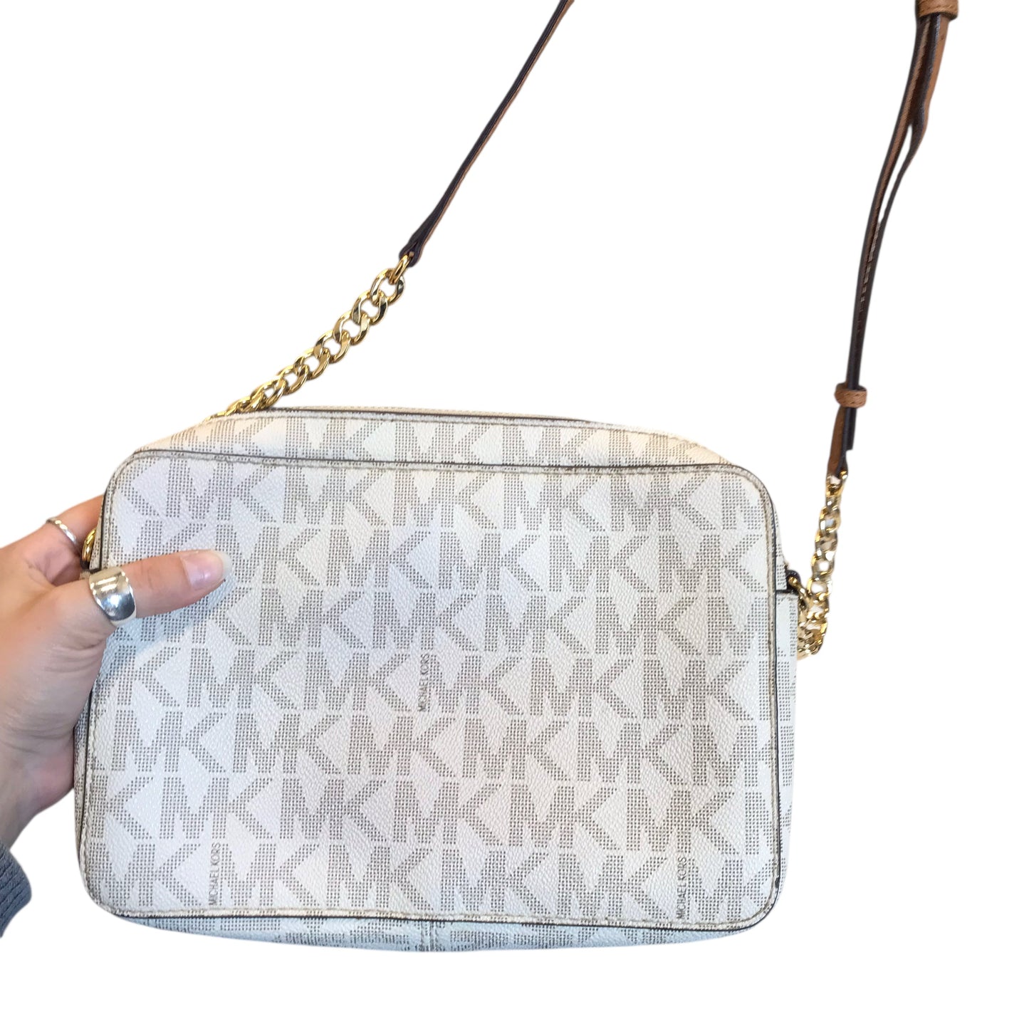 Crossbody Designer By Michael Kors In Cream, Size:Medium