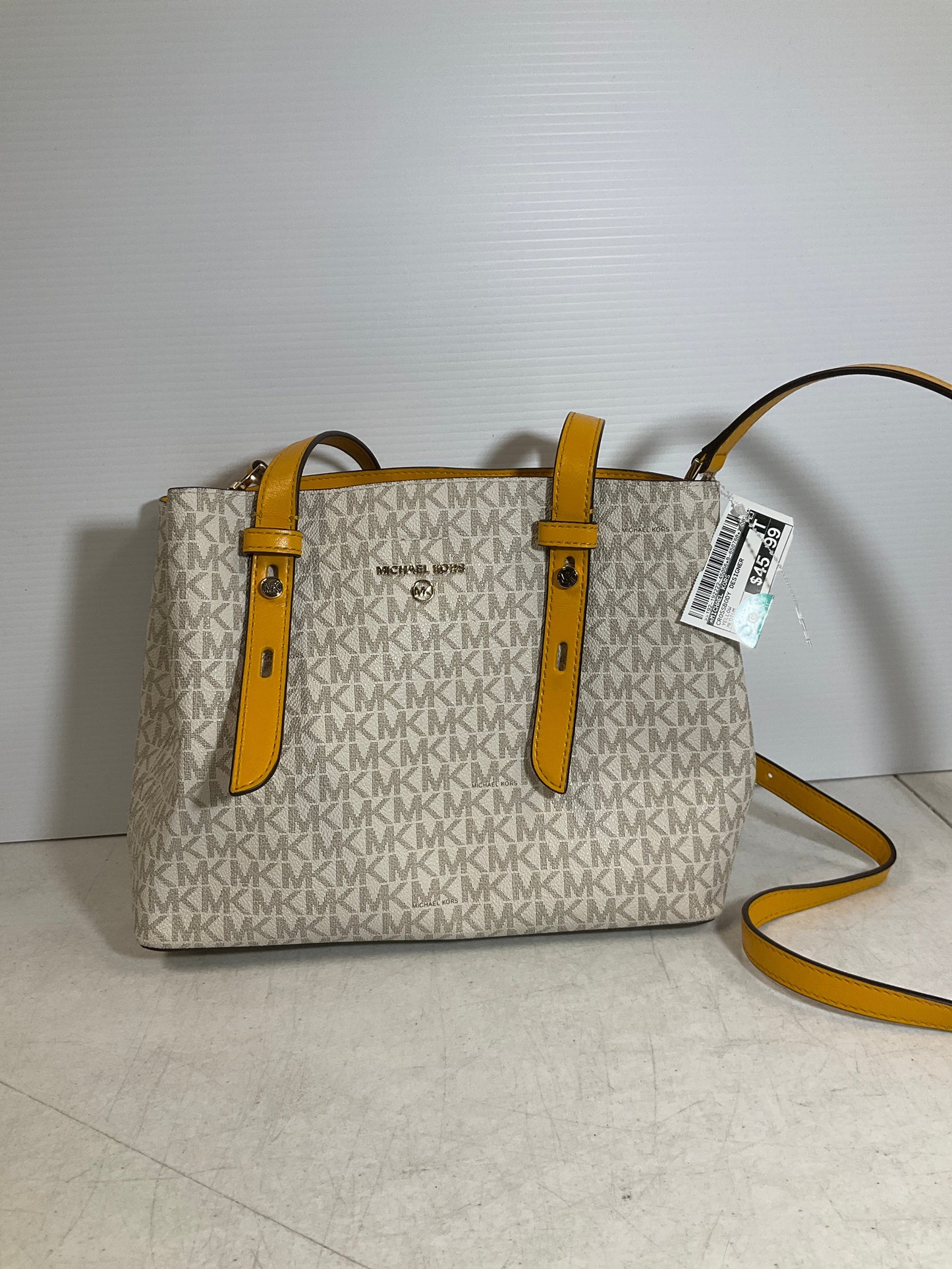 Crossbody Designer By Michael Kors In Yellow, Size:Medium