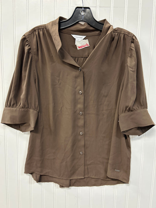 Blouse Ss By Calvin Klein In Brown, Size:L