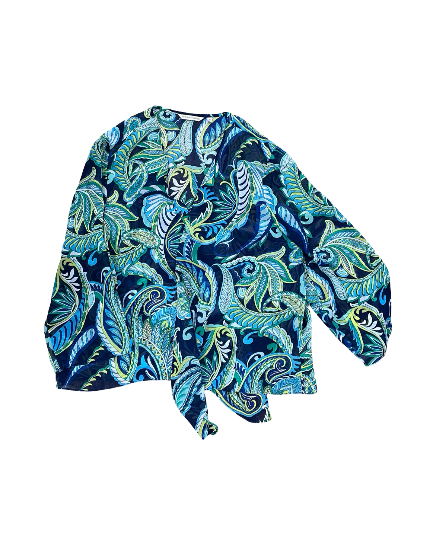 Cardigan By Soft Surroundings In Blue & Green, Size:Xl