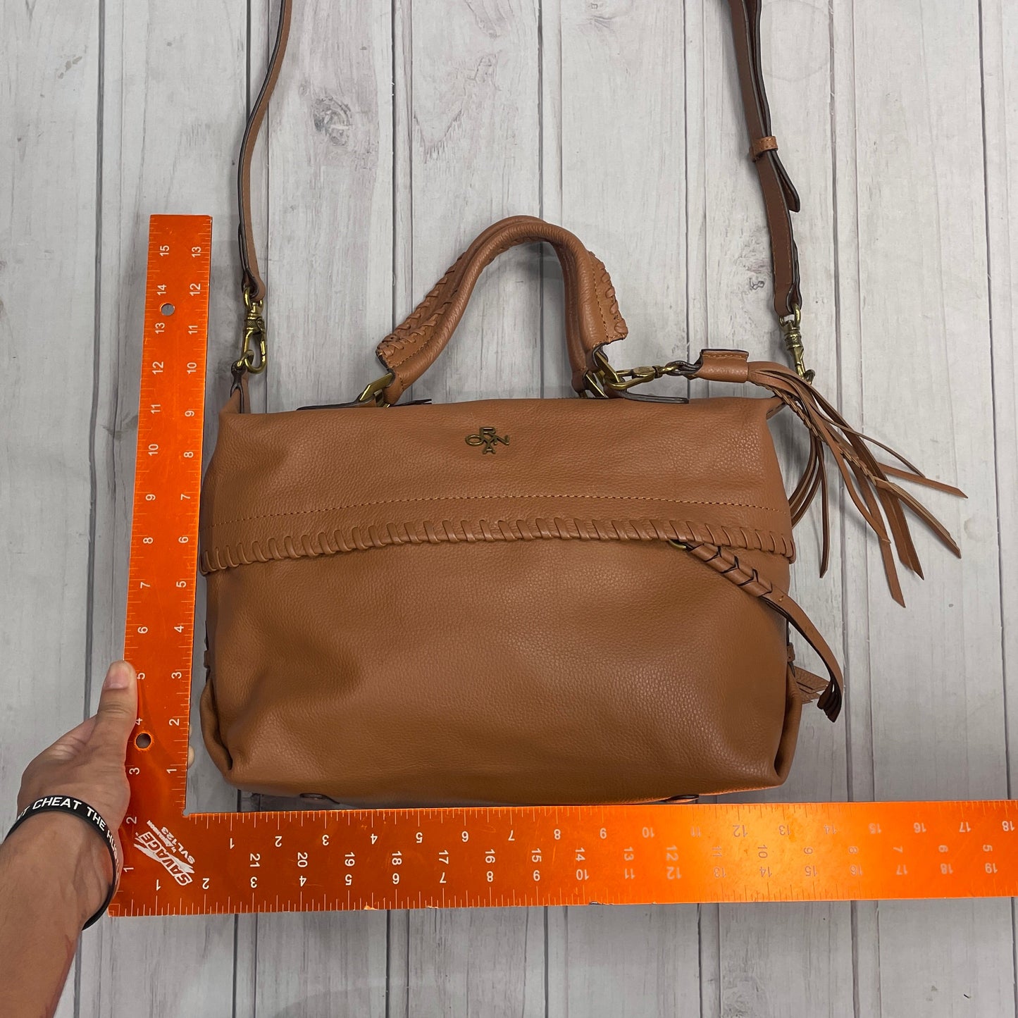 Handbag Leather By Oryany, Size: Medium