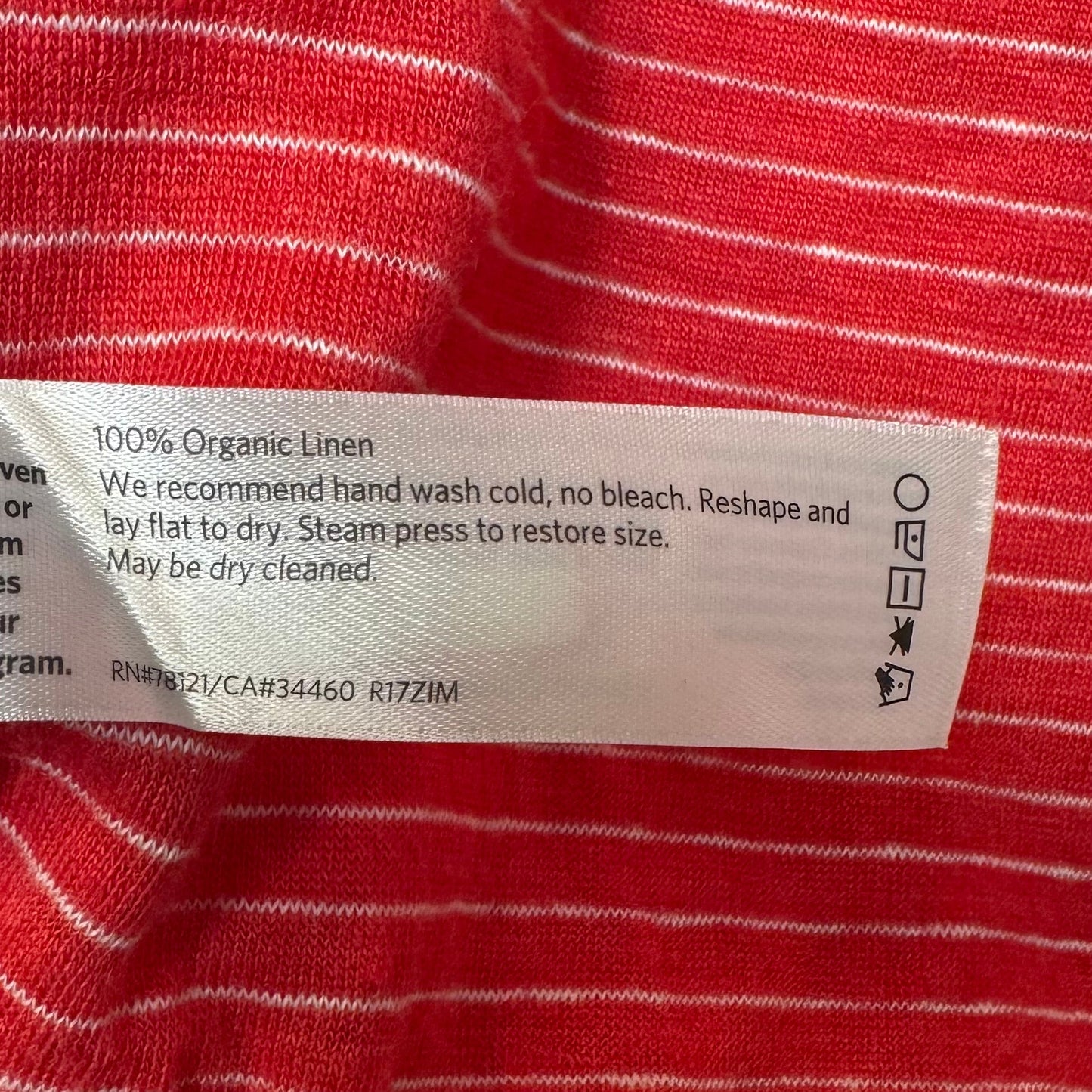 Linen Top 3/4 Sleeve By Eileen Fisher In Striped Pattern, Size: S