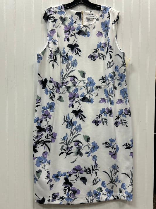 Dress Work By Calvin Klein In Purple & White, Size:1X
