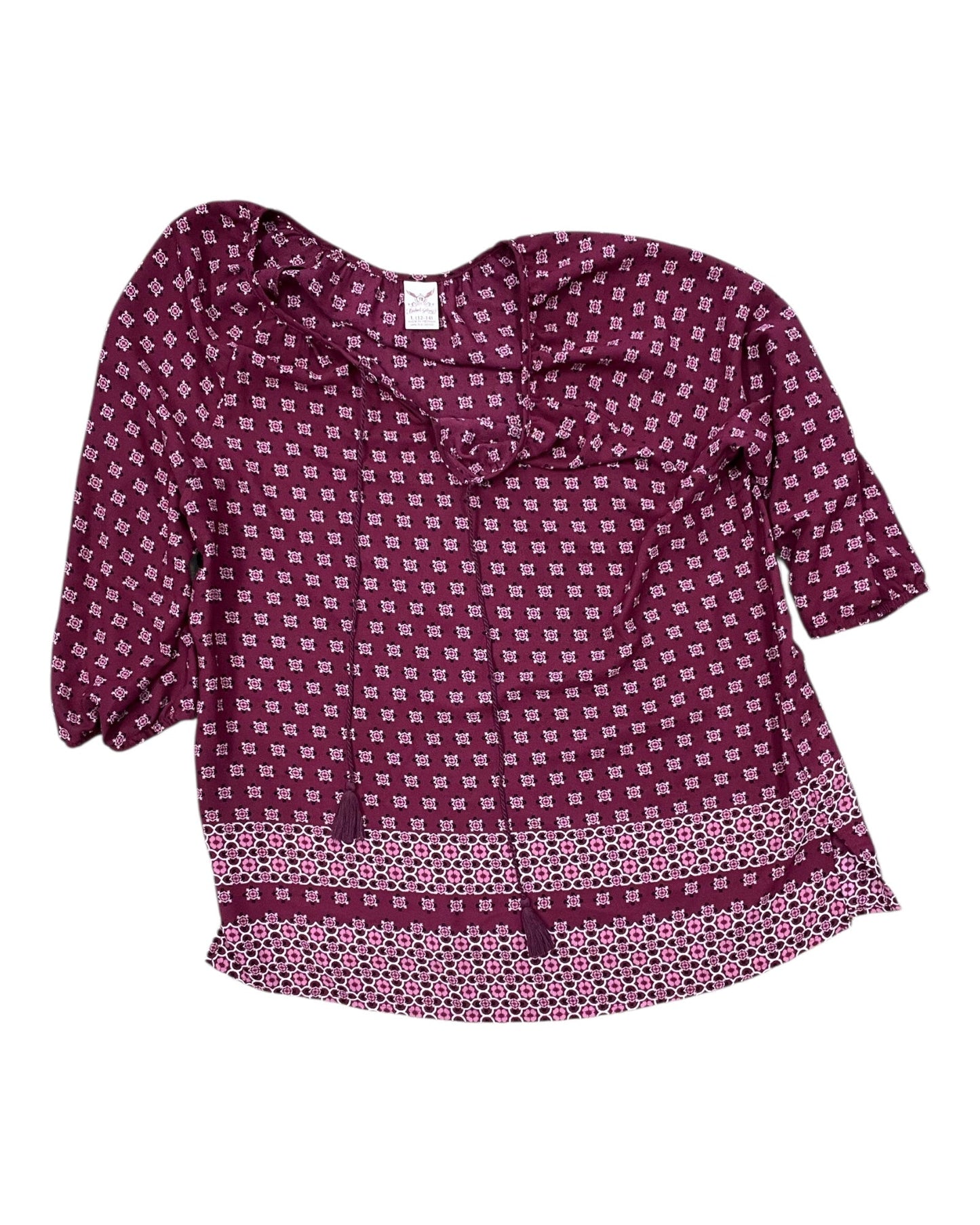 Top 3/4 Sleeve By Faded Glory In Red, Size:L