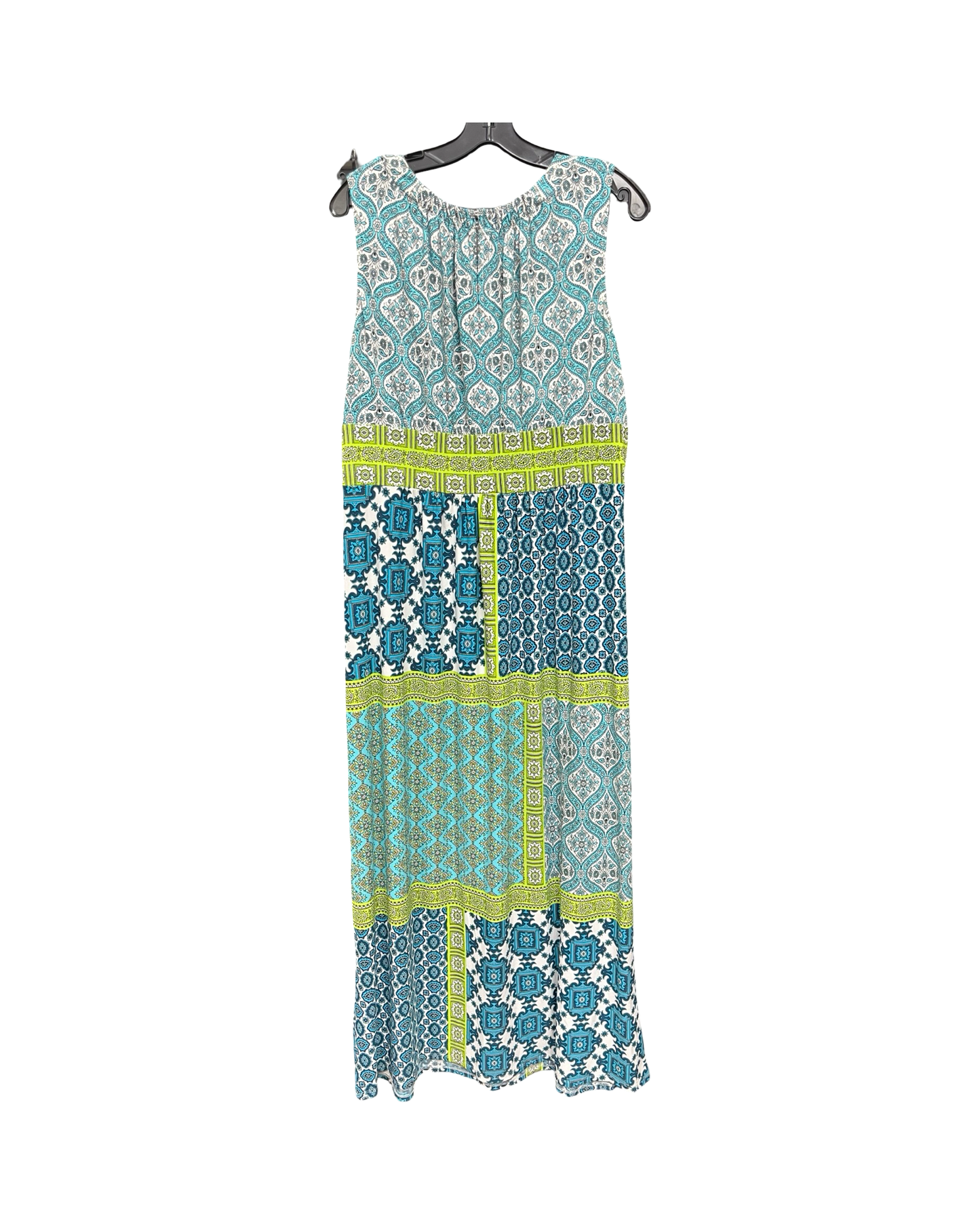 Dress Casual Maxi By London Times In Blue & Green, Size:1X