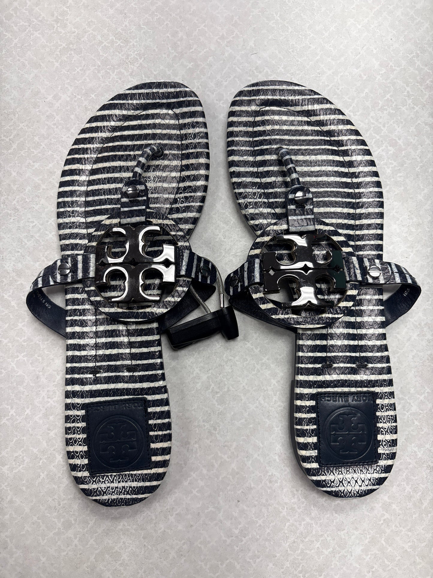Sandals Designer By Tory Burch In Blue & White, Size:9.5
