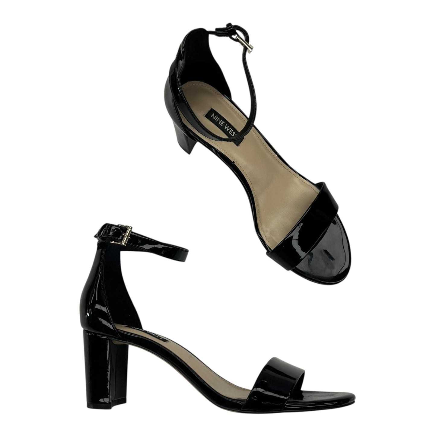 Sandals Heels Block By Nine West In Black, Size:8