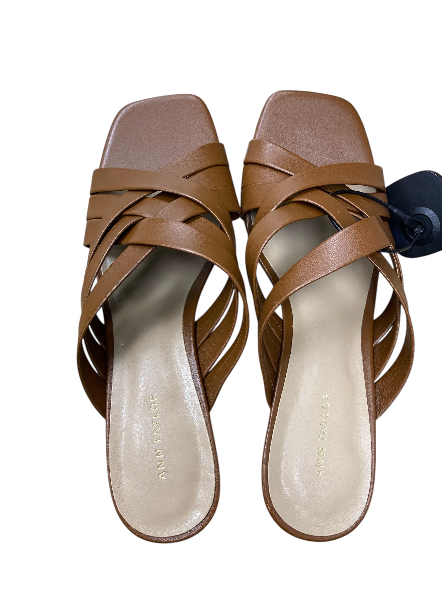 Sandals Heels Kitten By Ann Taylor In Brown, Size:7.5