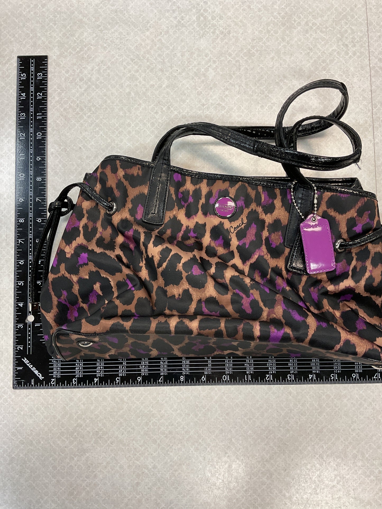 Handbag Designer By Coach In Animal Print, Size:Medium
