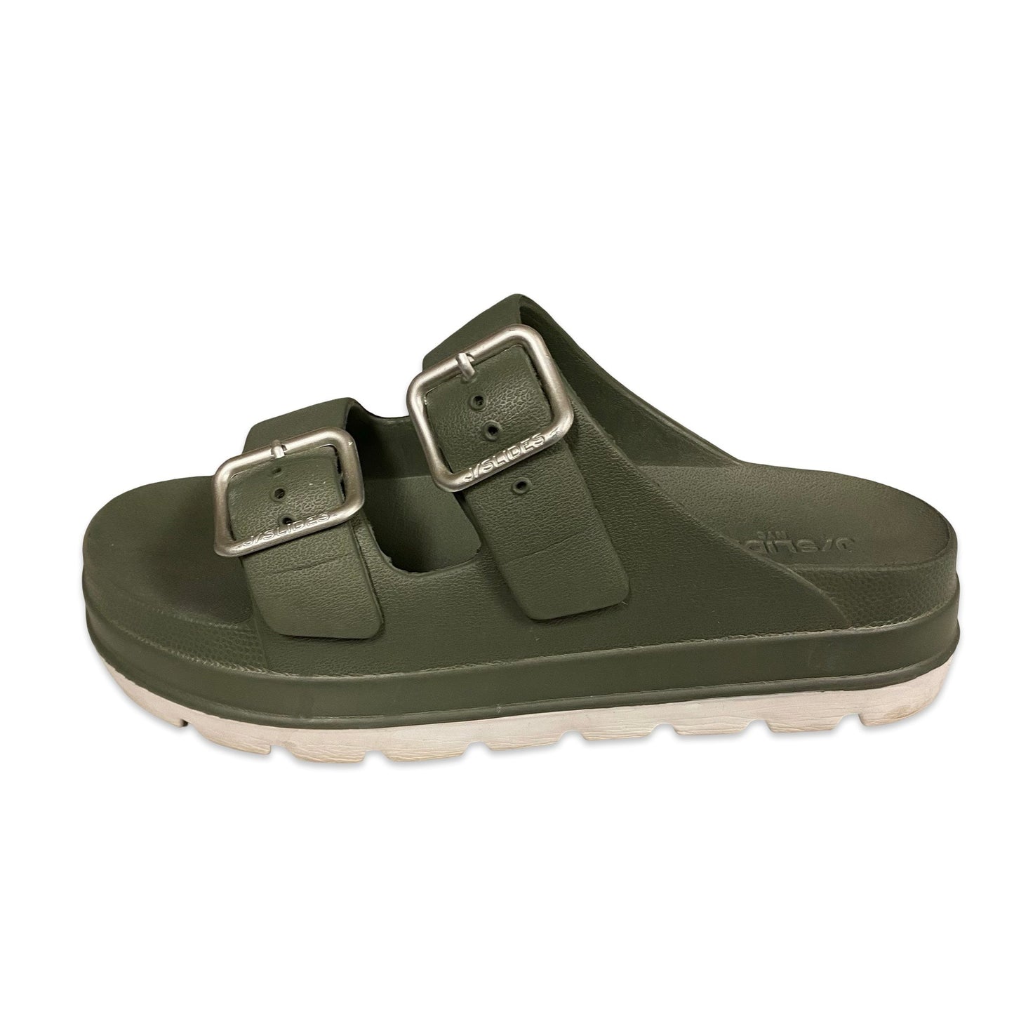 Sandals Heels Block By J Slides In Green, Size:8