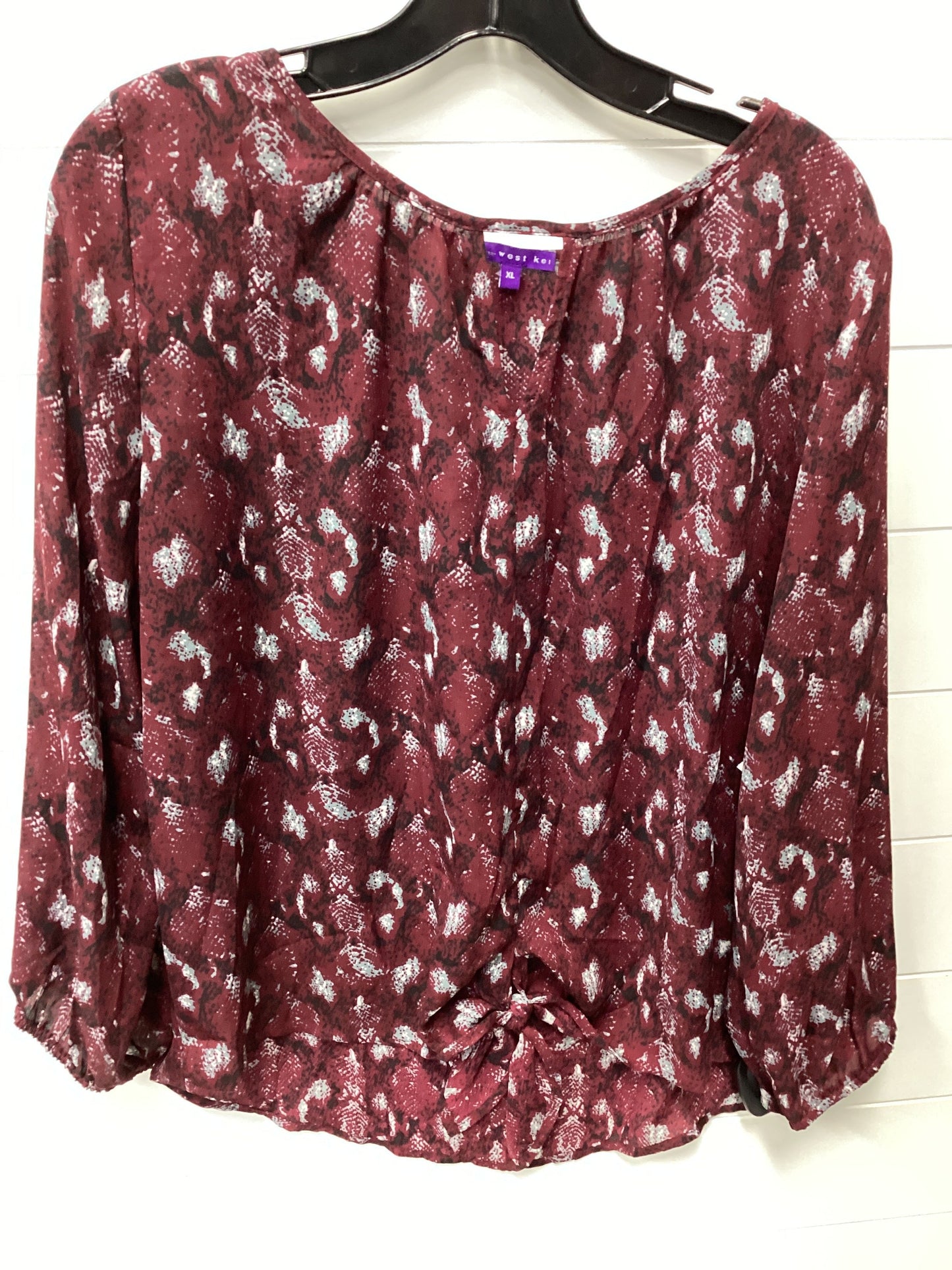 Top Ls By West Kei In Maroon, Size:Xl