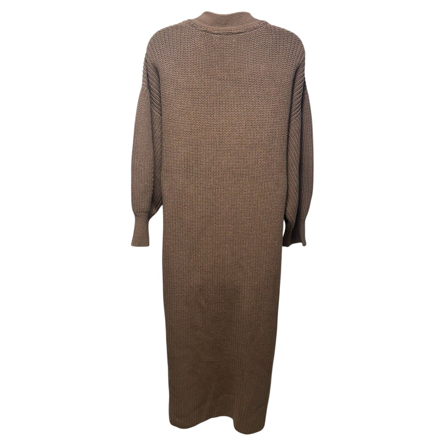 Long-Sleeve Belted Cardigan Sweater Midi Dress By Anthropologie In Brown, Size: S