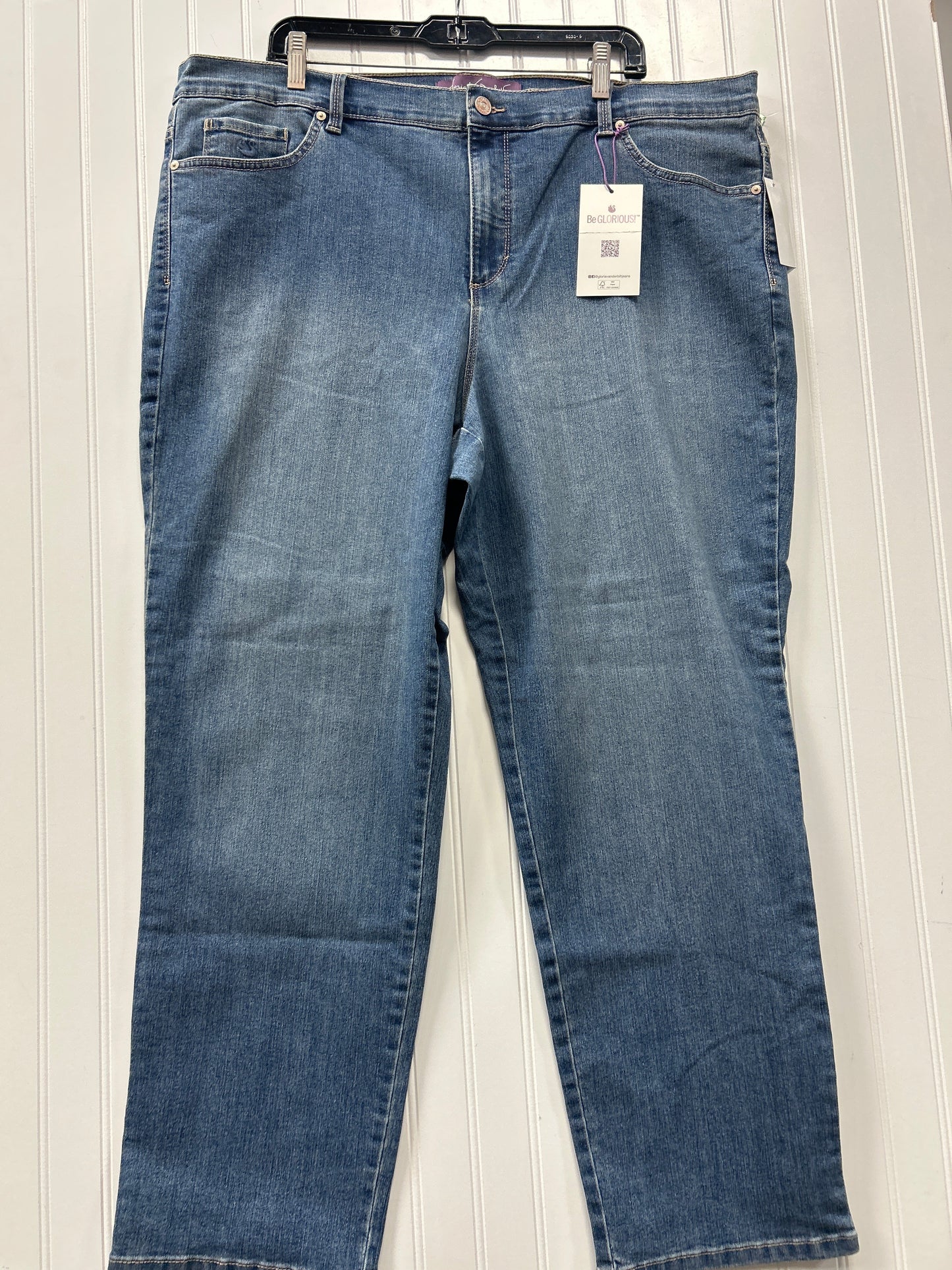 Jeans Straight By Gloria Vanderbilt In Blue Denim, Size:20
