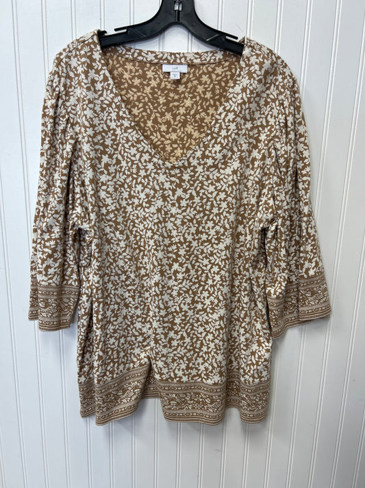 Top Ls By J. Jill In Cream & Tan, Size:2X