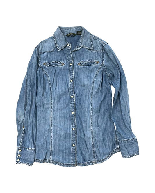 Top Ls By Eddie Bauer In Blue Denim, Size:M