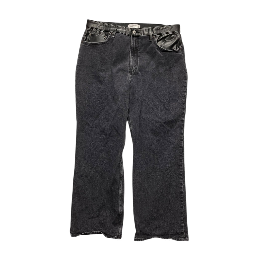 Jeans Wide Leg By Abercrombie And Fitch In Black Denim, Size:16