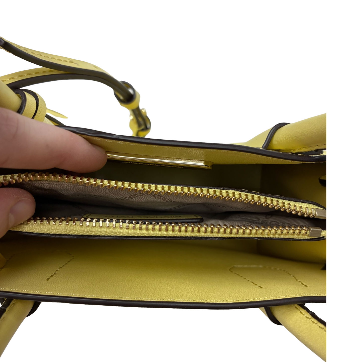 Handbag Designer By Michael Kors In Yellow, Size:Small