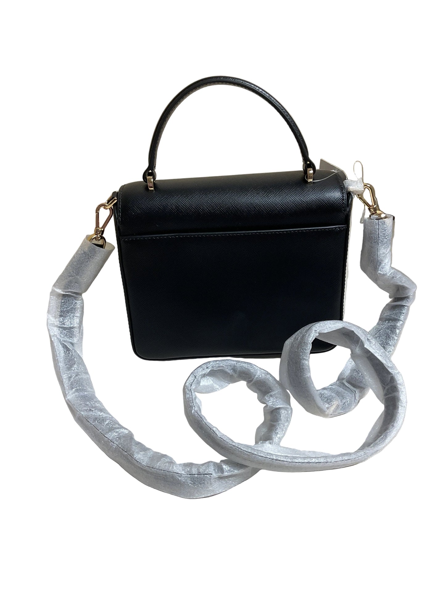 Handbag Designer By Kate Spade In Black & Gold, Size:Small