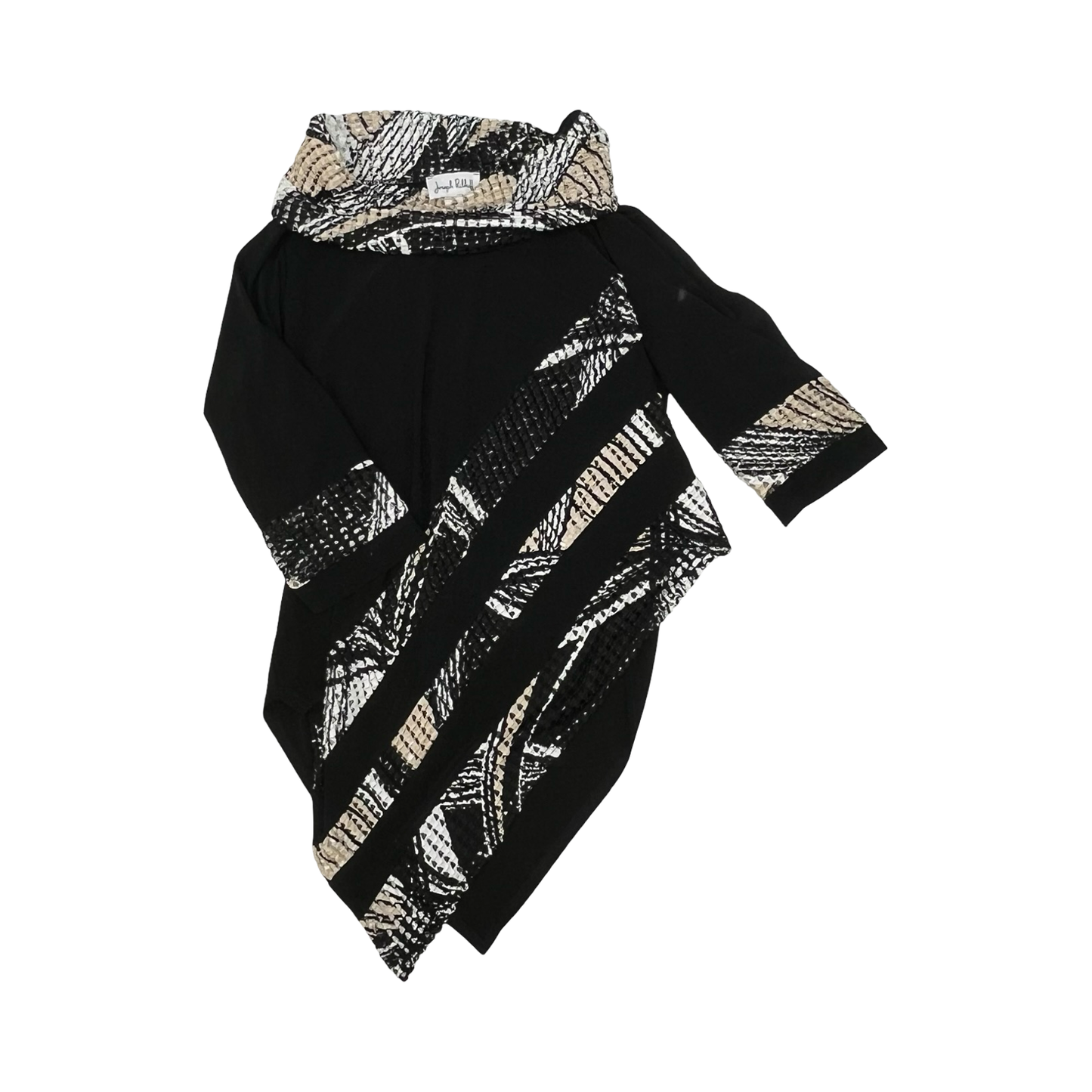 Blouse 3/4 Sleeve By Joseph Ribkoff In Black & White, Size:1X