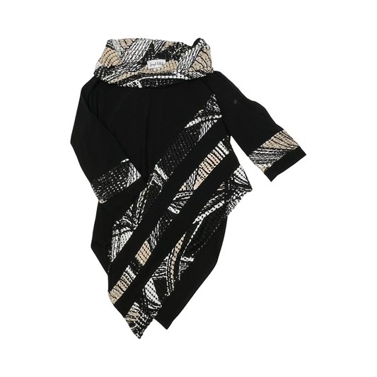 Blouse 3/4 Sleeve By Joseph Ribkoff In Black & White, Size:1X