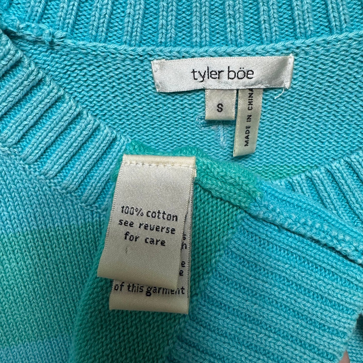 Cotton Sweater Cardigan By Tyler Boe In Blue & Green, Size: S