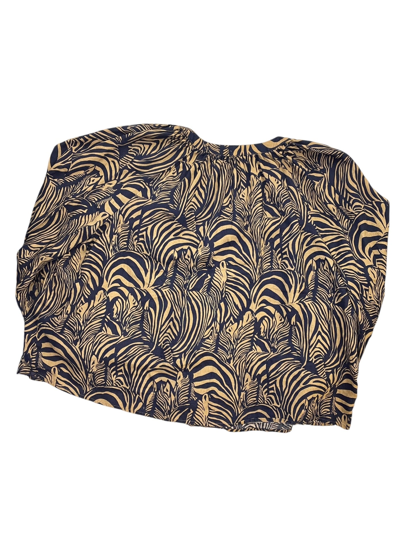 Blouse Ls By Banana Republic In Blue & Brown, Size:L