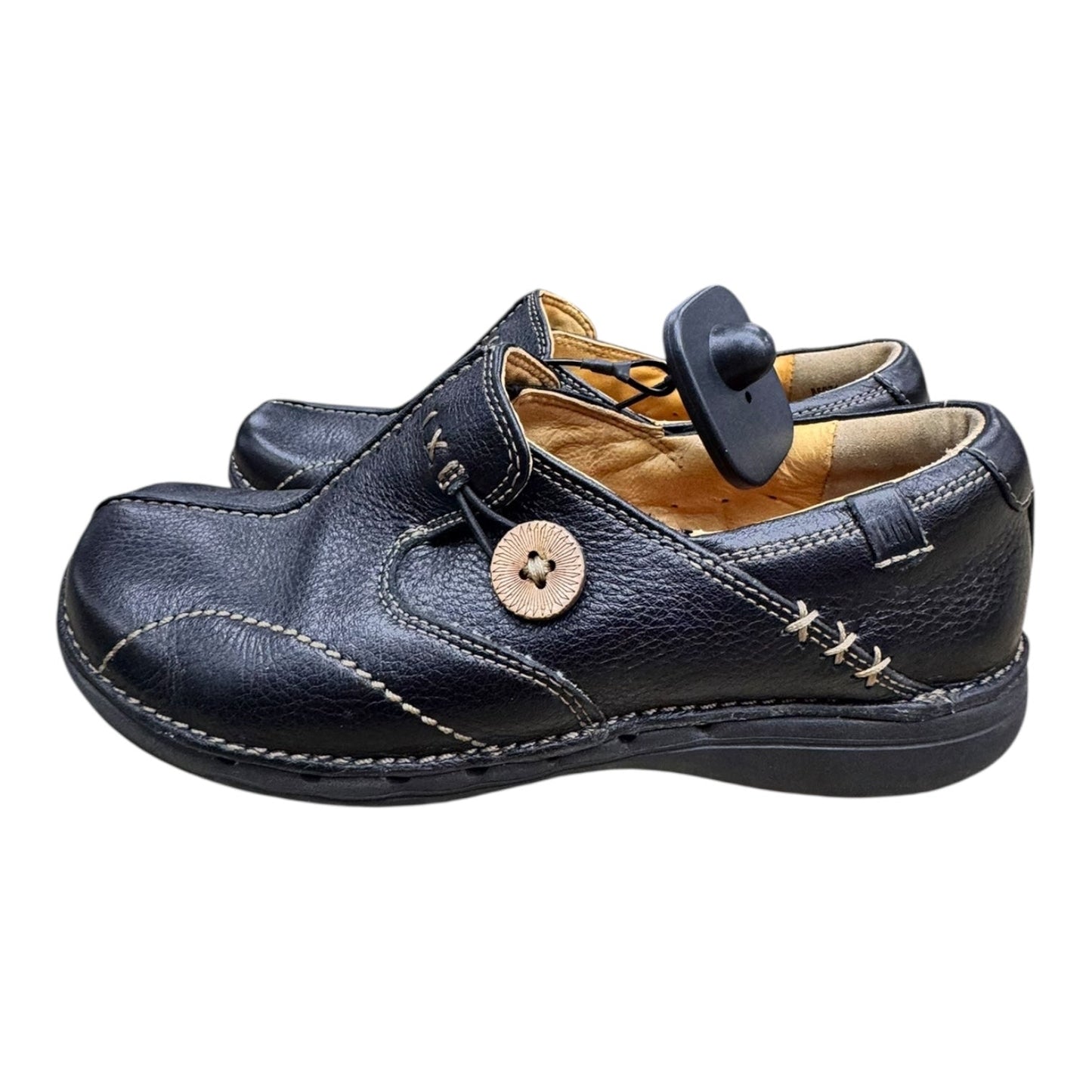 Shoes Flats By Clarks In Black, Size:5.5