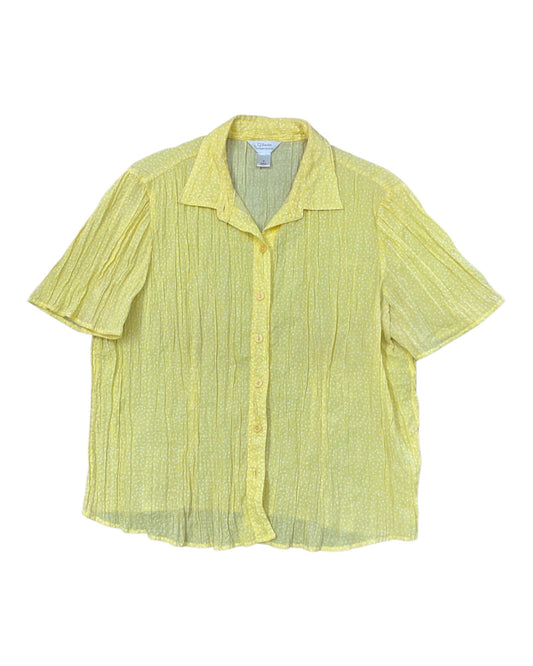 Blouse Ss By Cj Banks In White & Yellow, Size:Xl