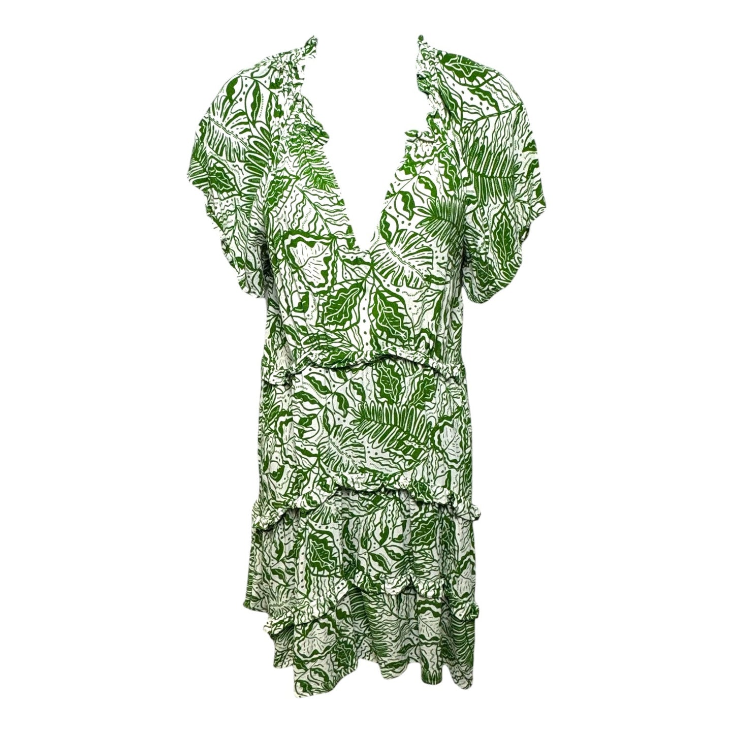 Dress Casual Short By Anthropologie In Green & White, Size: S